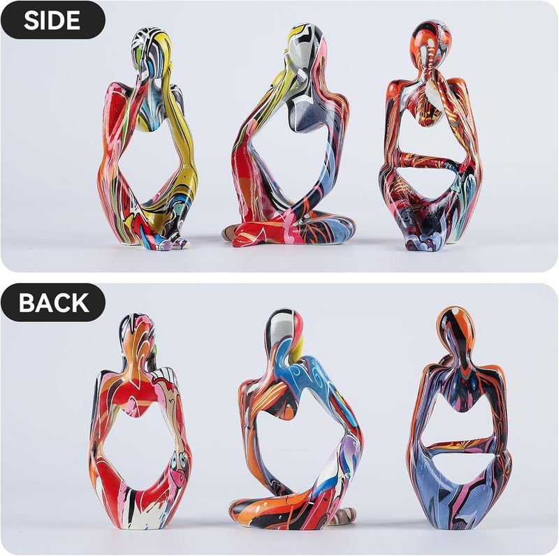 BrownLove 3pcs Hip hop Human Body Abstract Art Decoration, Modern White Art Resin Statue Room Office Shelf Bookcase Decoration - Image 2